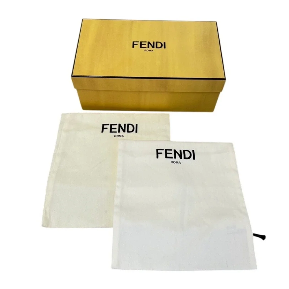 Fendi Shoe Box and Dust Bags Yellow Cream Roma Logo Storage 12x6.75x4.5